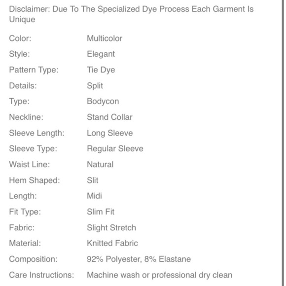 Tie Dye Split Back Bodycon Dress Size Xl - Picture 11 of 13